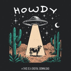 Koe ontvoering png, western howdy, grappige koe, buitenaardse koe png, scifi-plezier, boerderijhumor, cowboywestern png