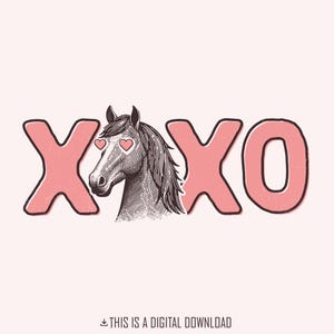 Valentijn paard png, schattig paard png, aquarel paard png, XOXO paard png, sublimatieontwerp, Valentijnsdag png, Instant Download