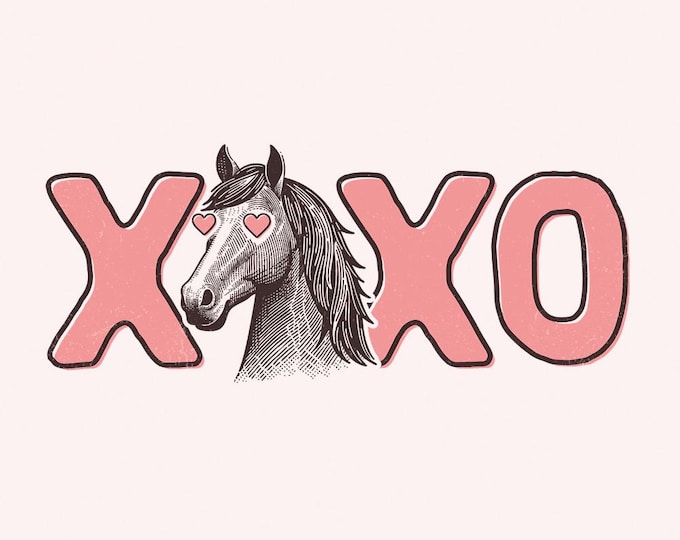 Valentine Horse PNG, Cute Horse Png, Watercolor Horse Png, XOXO Horse Png, Sublimation Design, Valentine's Day Png, Instant Download