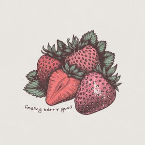 Feeling Berry Good PNG, Strawberry png, Retro PNG, Shirt Design, Vintage Look, Sublimation Design, Summer PNG, Strawberry Vibes, Prints