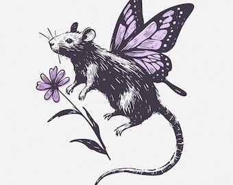 Cute Rat PNG Sublimation Designs, Rat png Clipart, Retro Vintage Fairy Core, Watercolor Scrapbooking, Commercial Use Digital Download