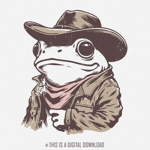 Grenouille Cowboy PNG, Funny Meme PNG, Design tendance grenouille, Humour western, country rétro PNG, graphique vintage, téléchargement par sublimation