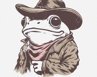 Cowboy Frog PNG, Funny Meme PNG, Trendy Frog Design, Western Humor, Retro Country PNG, Vintage Graphic, Sublimation Download