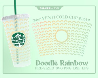 Rainbow Brush SVG for Starbucks Venti Cold Cup 24 oz • Custom full wrap SVG for Coffee Cup • digital files dxf eps png • Cricut • Silhouette