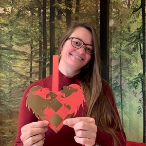 Woven lionheart, woven christmas heart with lion,