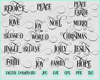 Download Christmas Words Svg Etsy