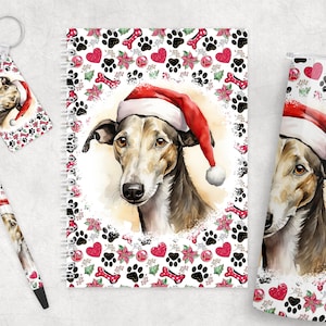 Greyhound 20oz Skinny Tumbler Notebook Gift Set Modelli di design a sublimazione, Christmas Tumbler Wrap PNG,