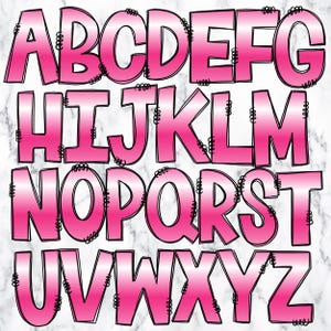 Ombre Doodle Letters Alphabet PNG Bundle, Gradient Alphabet Clipart ...