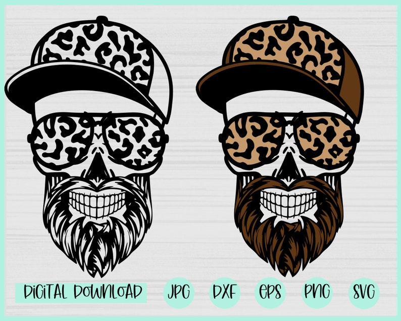 Download Leopard Dad Life Skull Svg Bearded Skull Svg Dad Life Svg Etsy