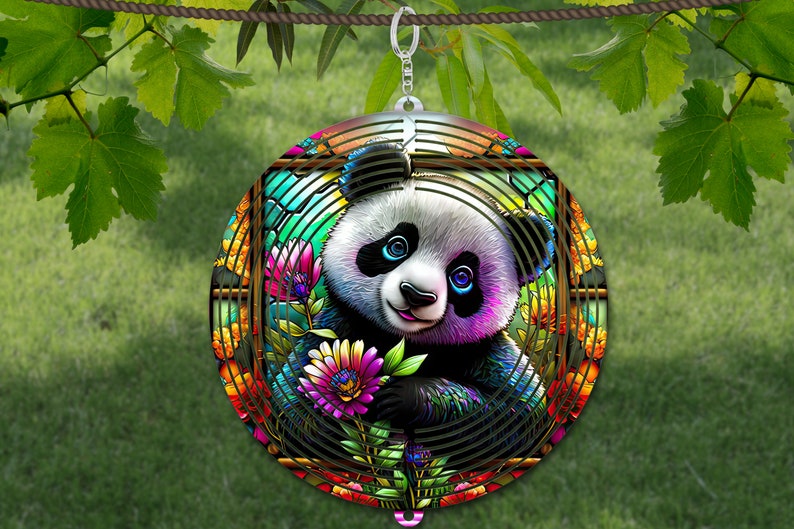 Panda Wind Spinner Stained Glass Sublimation Design Template, Wind ...