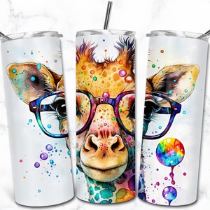 Giraffe 20 Unzen Skinny Tumbler Sublimation Design Vorlagen, niedlichen digitalen Download, Cartoon Tumbler Wrap PNG, Kinder Kinder Tumbler,