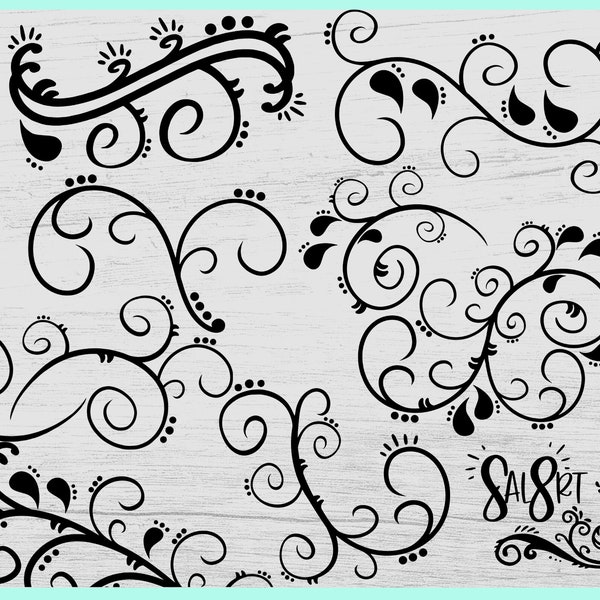 Flourish svg Bundle, Swoosh svg, Swashes svg, Swirl svg, Flourish Clip art, Squiggle svg, Swirly flourishes svg, doodle line art