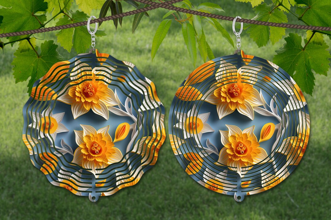 Daffodil Wind Spinner Paper Quill Sublimation Design Template, 3D Wind