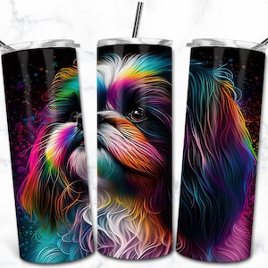 Shih Tzu 20 oz gobelet skinny Sublimation modèles, téléchargement numérique chien, chiot gobelet Wrap PNG, gobelet animaux Nature