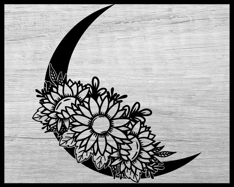 Download Sunflower SVG Moon Floral svg Moon svg Floral Border svg ...