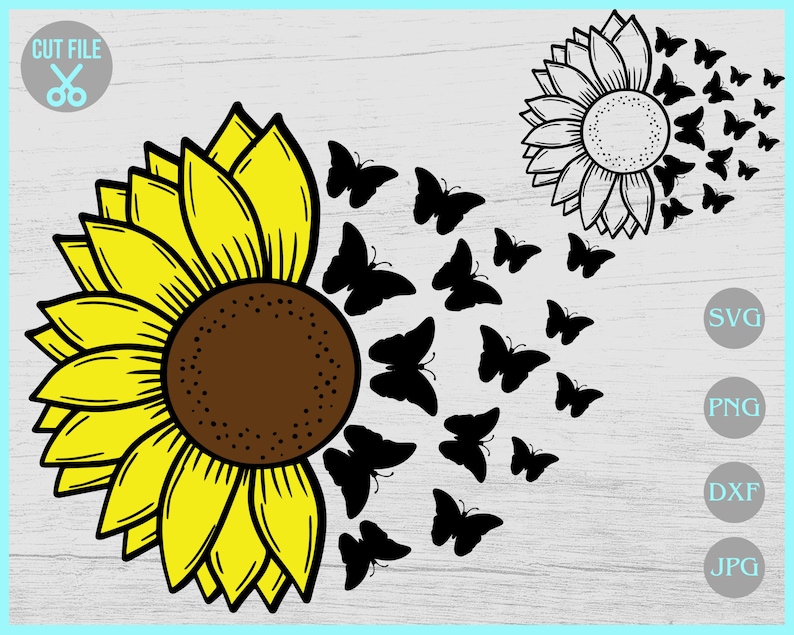 Download Sunflower Butterfly Svg Sunflower png Butterfly svg svg | Etsy