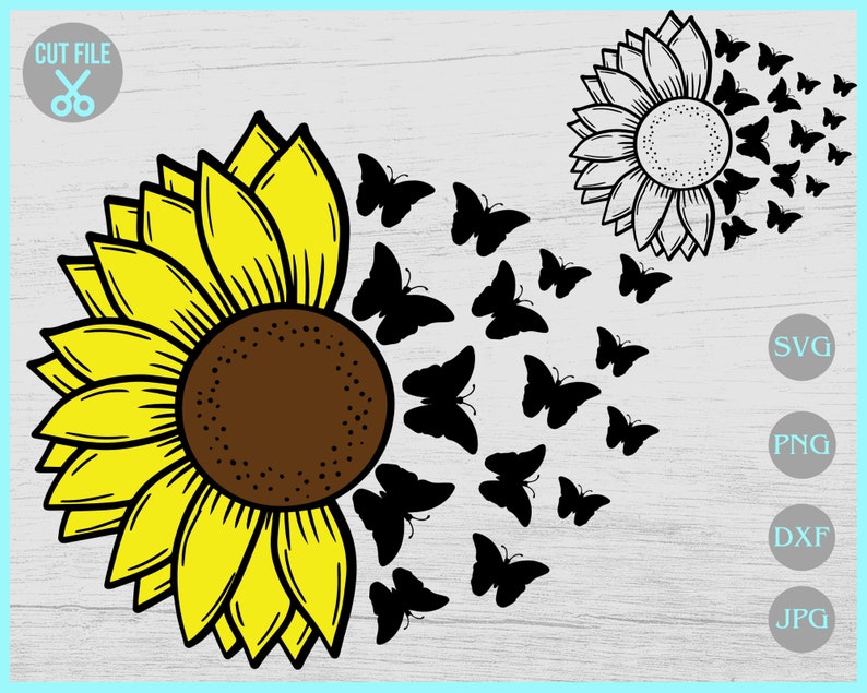 Download Sunflower Butterfly Svg Sunflower png Butterfly svg svg | Etsy