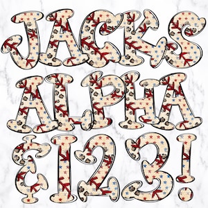 Baseball Doodle Alphabet Buchstaben PNG Bundle, Alphabet Clipart, niedliches Hand gezeichnet Gekritzel, beliebte Sublimation Alpha Set Designs PNG