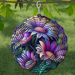 Modèle de conception de sublimation aquarelle Daisy Wind Spinner, girouette SVG, sublimation ronde de 10 pouces, hélices suspendues rondes png,