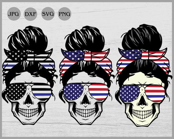 Back The Blue American Flag Skull svg, Police mom skull svg, Police wife svg, Mom life SVG, Patriotic svg, Blue line svg, Police svg,