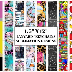 Lehrer Schlüsselband - Schlüsselanhänger Sublimationspaket, Zurück in die Schule Designs, Schlüsselanhänger Sublimation png, Lanyard Vorlage, Digitale Designs