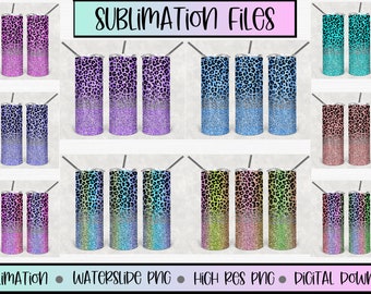 Glitter naar Leopard print Tumbler Sublimation Designs Bundle, Tumbler png, 20oz Glitter Tumbler sublimatie, 200 Tumbler Sublimatie bestanden,