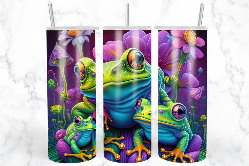 Frog 20oz Skinny Tumbler Sublimation Design, Colorful Tumbler Wrap PNG ...