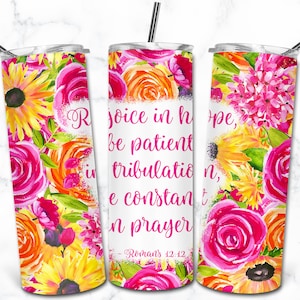 Bibel Vers Inspirational Zitat 20 Unzen Skinny Tumbler Sublimation Design, Jesus Faith Christian Bibel Zitat Religious Motivational Tumbler