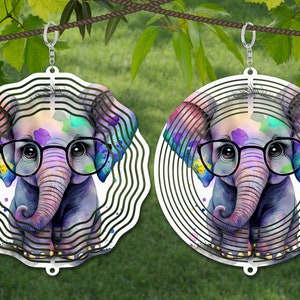 Sublimação de girador de vento de elefante, girador de vento animal SVG, cabide de porta redondo de 10 polegadas, design de montanha-russa, coletor de sol PNG, sinal de guirlanda PNG