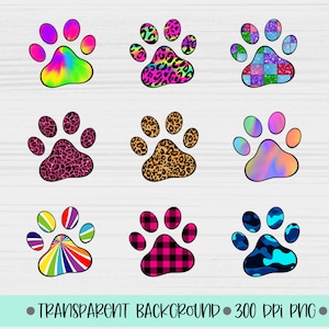 Paw Print sublimatie bundel, Paw sublimeren, Paw Print clipart, Paw Print png, Animal Paw, Digitale Clipart, Scrapbook elementen
