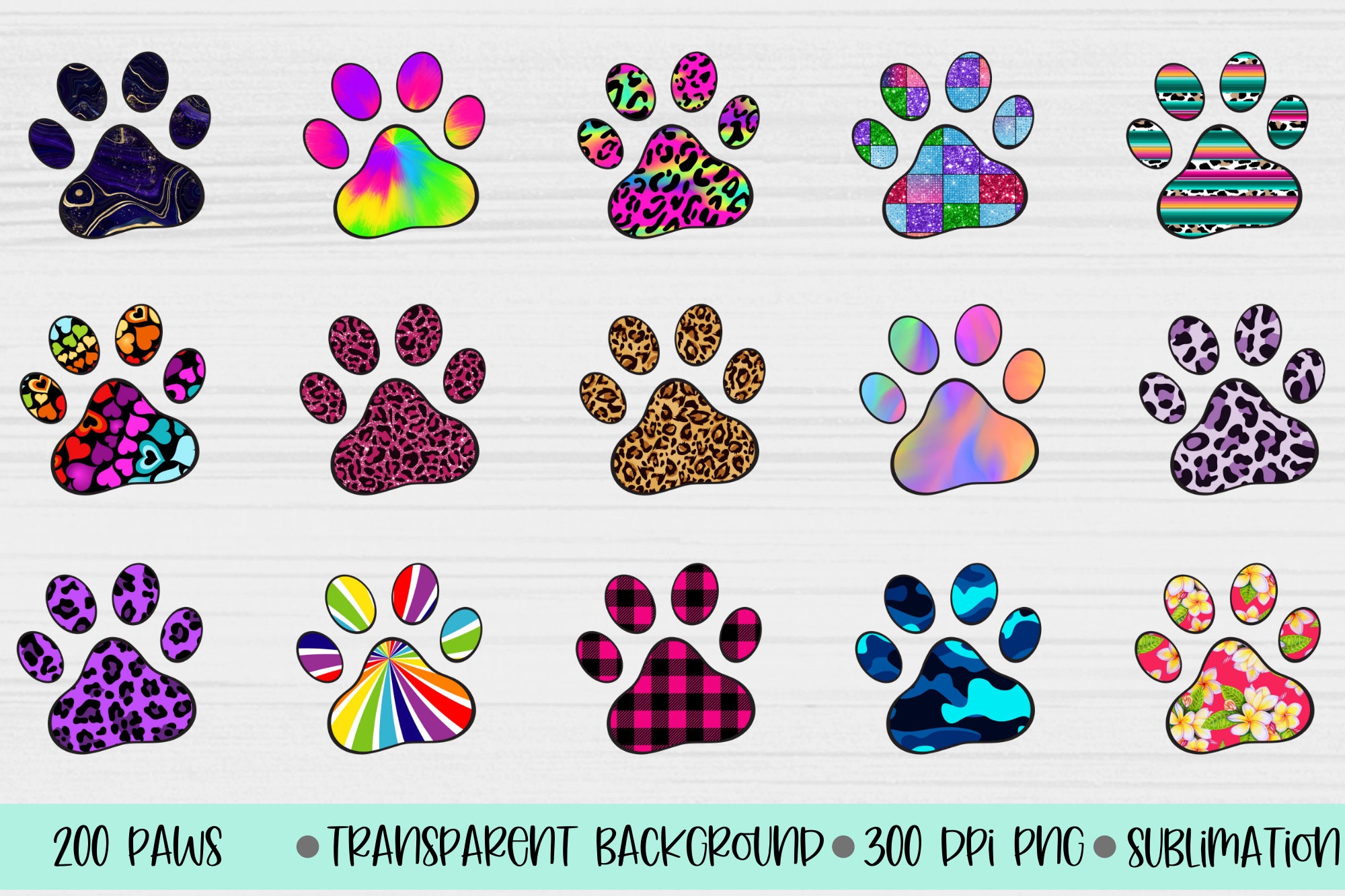 Paw Print Sublimation Bundle Paw Sublimate Paw Print Etsy