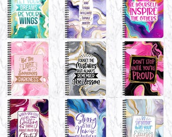 Positive Quotes Notebook Sublimation Design, Daily Affirmation Journal Cover Note Book, Encouragement Diary Note Book, Junk Journal Cover