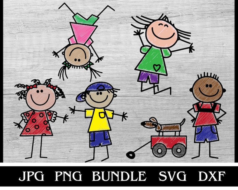 Download Stick Figure Kids SVG Bundle Stick People svg Stick Friends | Etsy