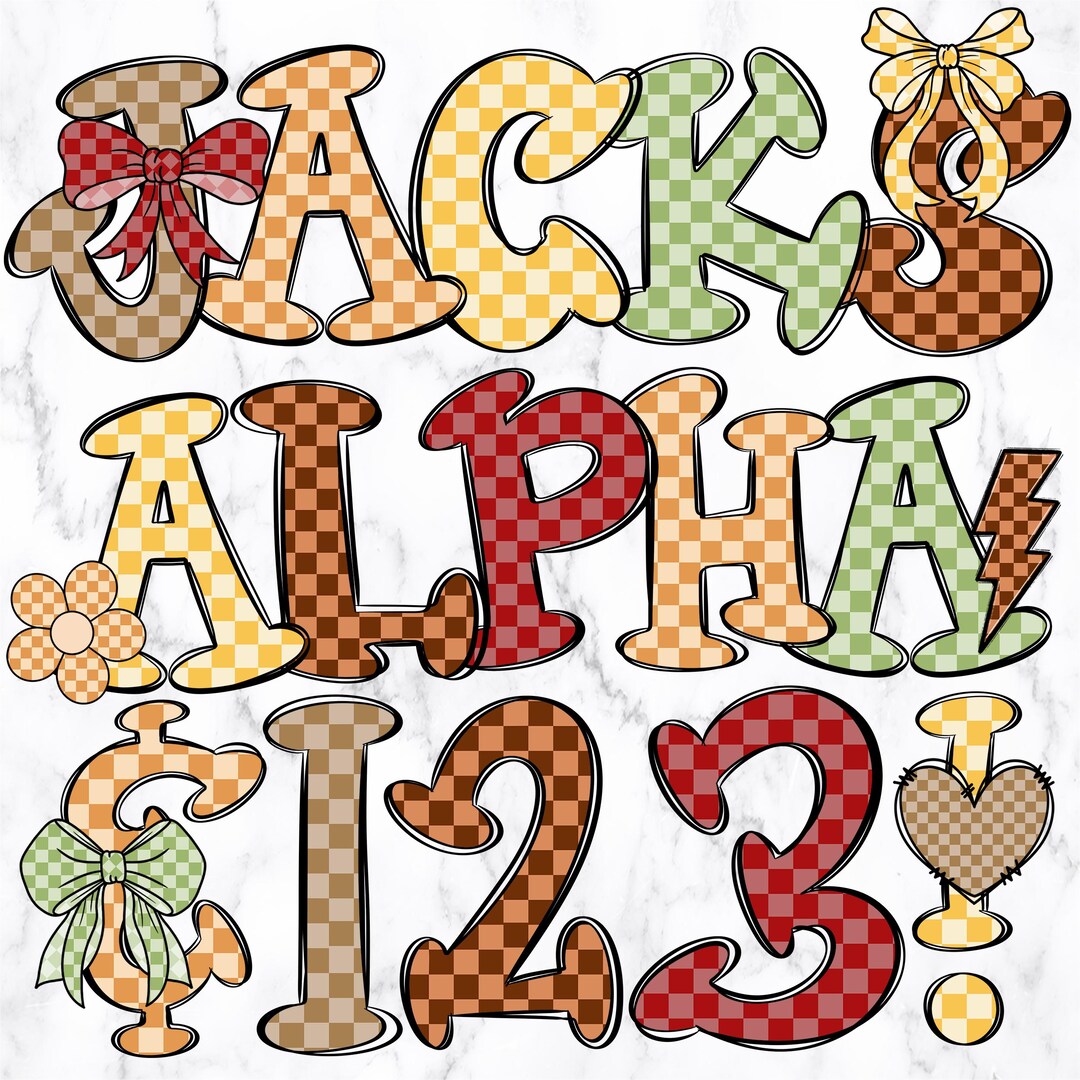 Checked Letters Fall Checkered Letters Alphabet PNG Check Alphabet Clipart Printable ...