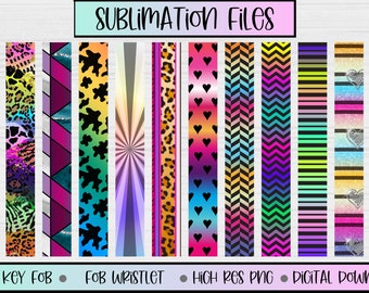 Key Fob Wristlet sublimation bundle G1, Keychain sublimate, Key Fob Designs, Key Chain Sublimation png, Wristlet Template, Digital Designs