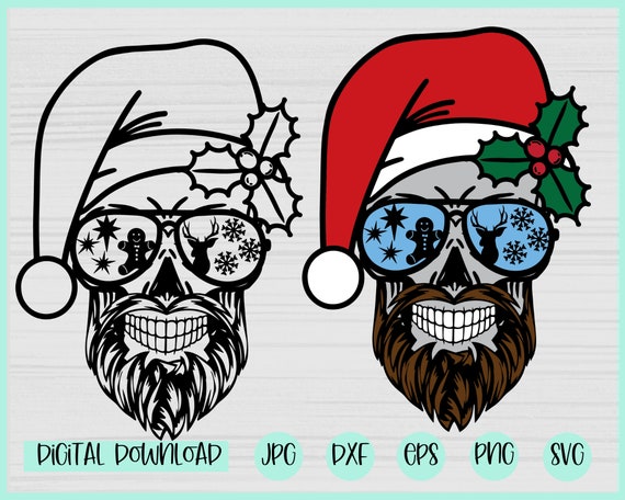 Download Dad Christmas Skull Svg Christmas Skull Svg Bearded Skull Etsy