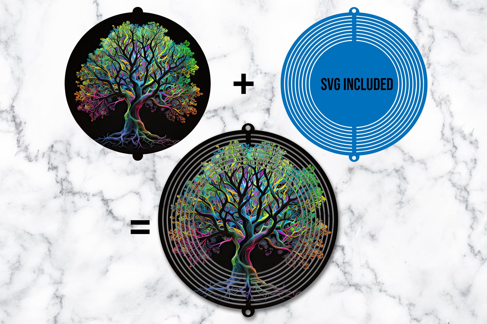 Tree of Life Wind Spinner Sublimation Design Template, Neon Wind ...