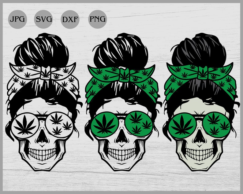 Download Weed Mom Skull svg Messy bun skull svg Mom life SVG ...