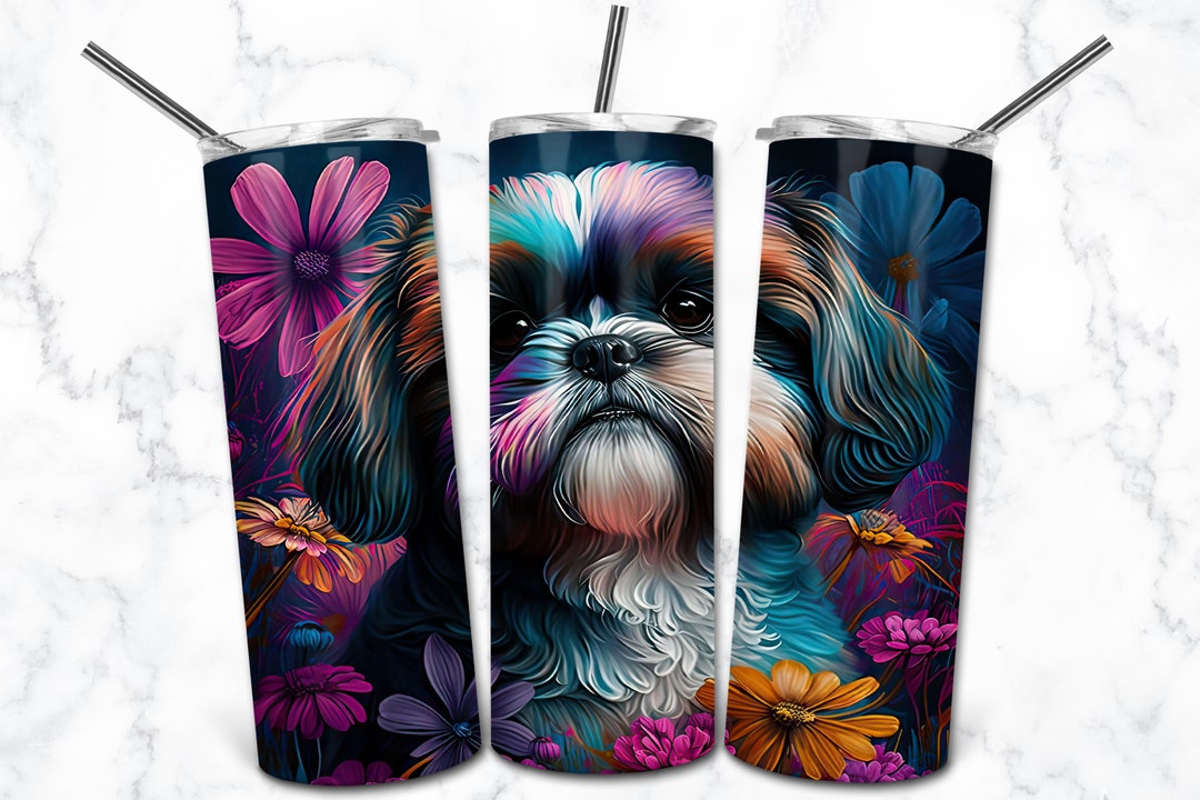 Shih Tzu 20oz Skinny Tumbler Sublimation Design Templates, Dog Digital ...
