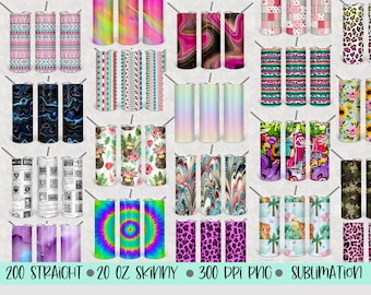 20oz Skinny Tumbler Sublimation Designs Bundle, 20oz Straight Skinny Tumbler sublimation drive, 200 Tumbler Sublimation files