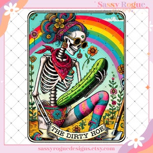 La azada sucia divertida carta de tarot PNG, cráneo de esqueleto juramentado sarcástico, tarot brujo sarcástico, diseño de sublimación de moda, sarcasmo de humor adulto PNG