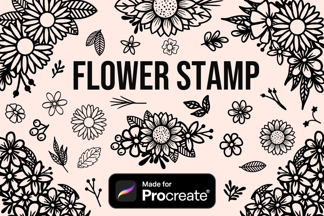 Procreate Flower Stamp, Floral Stamps for Procreate, Flower Stamp Brush ...