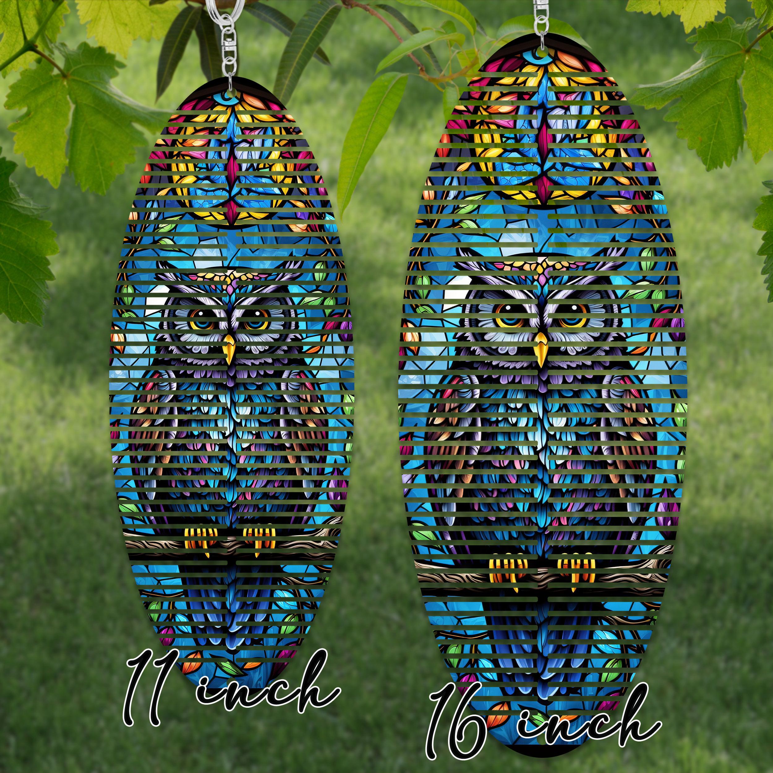 Owl Oval Wind Spinner Sublimation Design, 11 inch Oval Wind Spinner, 16 inch Long Sublimation Hangin