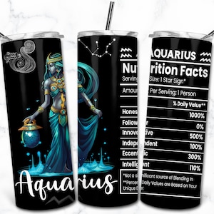 Verseau zodiaque 20 oz gobelet skinny Sublimation design, nutrition signe astrologique, astrologie gobelet Wrap PNG, astrologue signe céleste