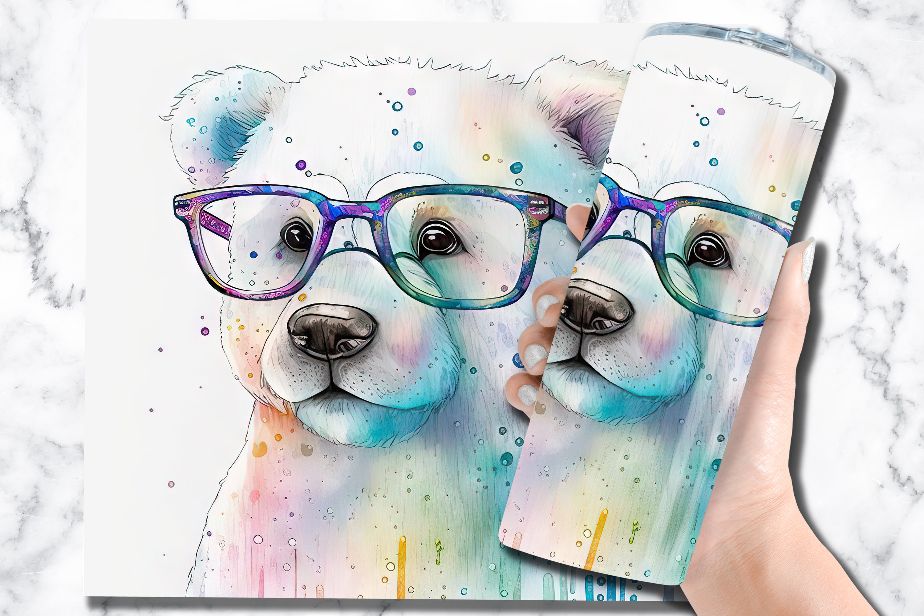 Polar Bear 20oz Skinny Tumbler Sublimation Design Templates, Cute ...