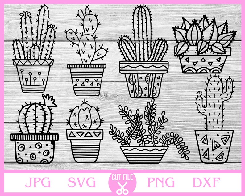 Download Clip Art Cactus Svg Bundle Cacti Svg Cricut Svg Cactus Clipart Silhouette Cameo Plants Sublimation Designs Succulent Svg Succulent Clipart Art Collectibles