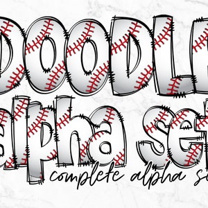 Pacchetto PNG di lettere dell'alfabeto di baseball, Clipart dell'alfabeto, Doodle disegnato a mano di baseball, Disegni di set alfabetici di sublimazione PNG