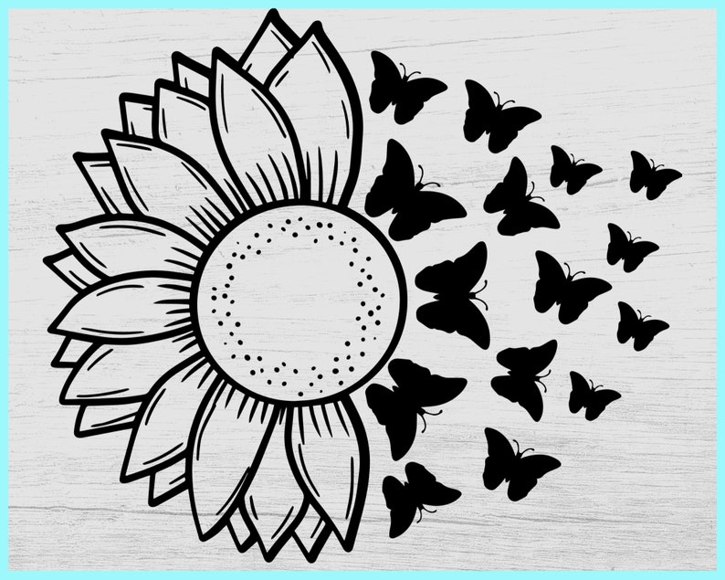Sunflower Butterfly Svg Sunflower png Butterfly svg svg | Etsy