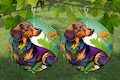 Dachshund Wind Spinner Sublimation, Dog Wind Spinner SVG, 10 inch Round Door Hanger, Coaster Design, Suncatcher PNG, wreath sign PNG