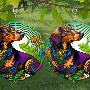 Dackel Wind Spinner SVG, Hund Wind Spinner SVG, 10 Zoll Runde Tür Aufhänger, Untersetzer Design, Suncatcher PNG, Kranz Zeichen PNG